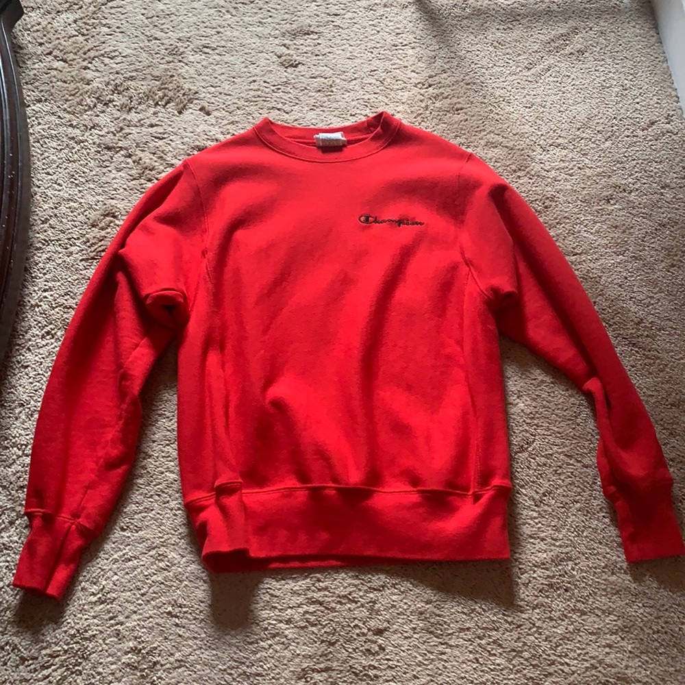 Red champion sweatshirt